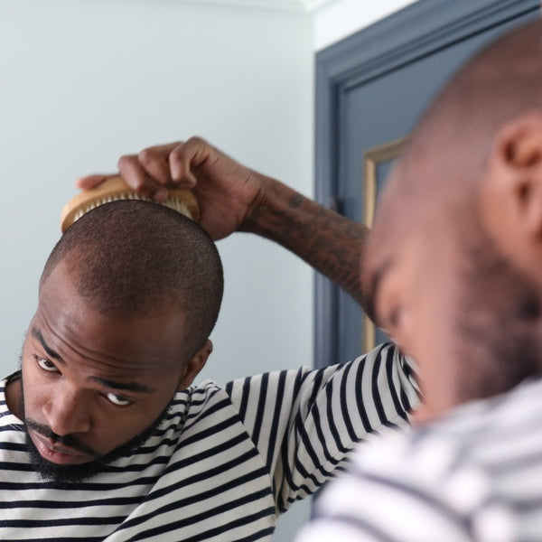 Soft Wave Hair Brush, black man brushing his hair with frederick benjamin wave brush, best brush for wavers, best brush for black men